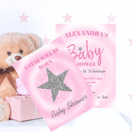 Baby shower Roze Meisje Schattige Star Is Born Kaart