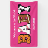 Baby shower Roze meisje Spandoek (Verticaal)