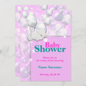 Baby shower roze meisjes schattig kaart (Voorkant / Achterkant)