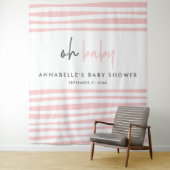 Baby shower roze moderne unieke typografie feest wandkleed (In situ)