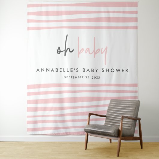Baby shower roze moderne unieke typografie feest wandkleed (In situ)