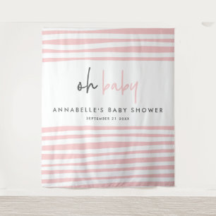Baby shower roze moderne unieke typografie feest wandkleed