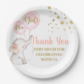 Baby shower Roze olifant Bord (Voorkant)