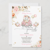 Baby shower roze olifant pompoen kaart (Voorkant)