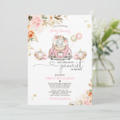 Baby shower roze olifant pompoen kaart (Staand voorkant)