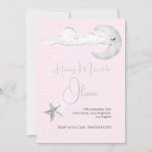 Baby shower roze over de maan Waterverf Kaart (Voorkant)