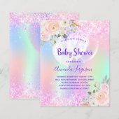 Baby shower roze paarse florale ballonnen (Voorkant / Achterkant)