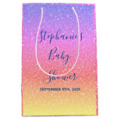 Baby shower Roze Paarse Glitter Custom Cute 2021 Medium Cadeauzakje (Voorkant)