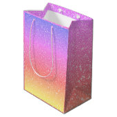 Baby shower Roze Paarse Glitter Custom Cute 2021 Medium Cadeauzakje (Achterkant Gekanteld)