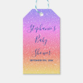 Baby shower Roze Paarse Glitter Custom Schattige 2 Cadeaulabel (Voorkant)