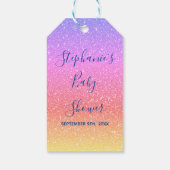 Baby shower Roze Paarse Glitter Custom Schattige 2 Cadeaulabel (Achterkant)