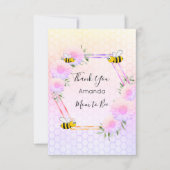 Baby shower roze paarse pastelroosters bedankkaart (Voorkant)