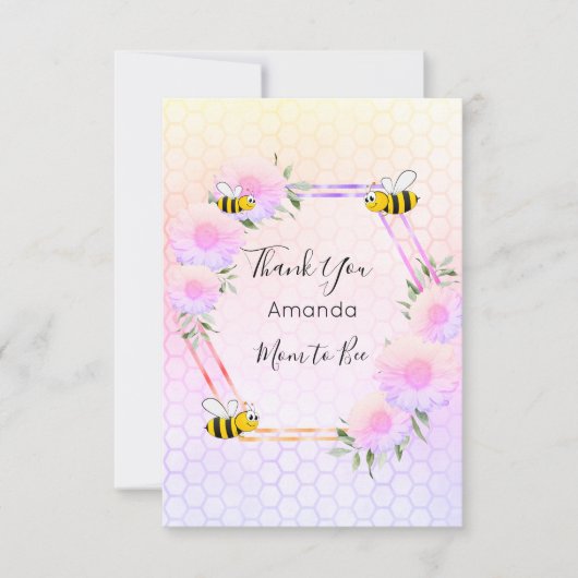 Baby shower roze paarse pastelroosters bedankkaart (Voorkant)