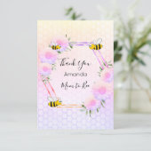 Baby shower roze paarse pastelroosters bedankkaart (Staand voorkant)