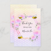 Baby shower roze paarse pastelroosters bedankkaart (Voorkant / Achterkant)
