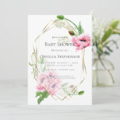 BABY SHOWER | Roze papaver Kaart (Staand voorkant)