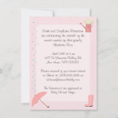 Baby Shower Roze Paraplu en Regenlaarzen Kaart (Achterkant)