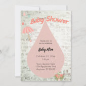 Baby shower Roze Paraplu Verdrietige Uitnodiging (Voorkant)