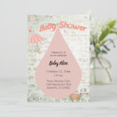 Baby shower Roze Paraplu Verdrietige Uitnodiging (Staand voorkant)