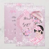  Baby shower Roze parasolRozen Kaart (Voorkant / Achterkant)
