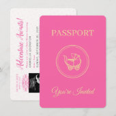 Baby shower Roze paspoort Kaart (Voorkant / Achterkant)