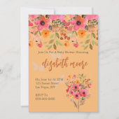 Baby shower roze perzik tuin bloei bloemen kaart (Voorkant)