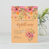 Baby shower roze perzik tuin bloei bloemen kaart (Staand voorkant)