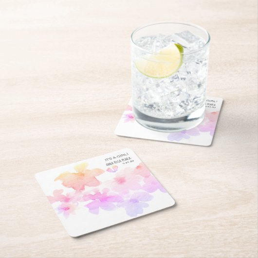 *~* Baby shower Roze Perzische Waterverf Feet Kartonnen Onderzetters (Insitu)