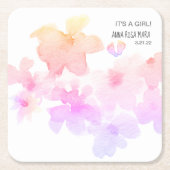 *~* Baby shower Roze Perzische Waterverf Feet Kartonnen Onderzetters (Voorkant)