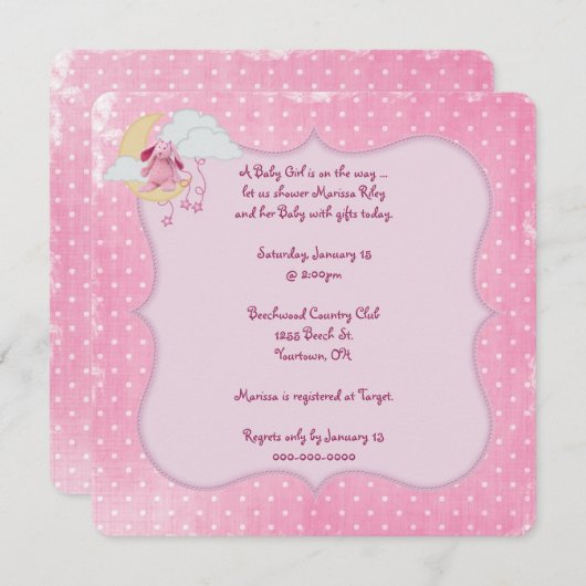 Baby shower Roze poladot Kaart (Voorkant / Achterkant)