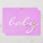 Baby shower Roze poladot Kaart (Voorkant / Achterkant)