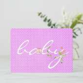 Baby shower Roze poladot Kaart (Staand voorkant)