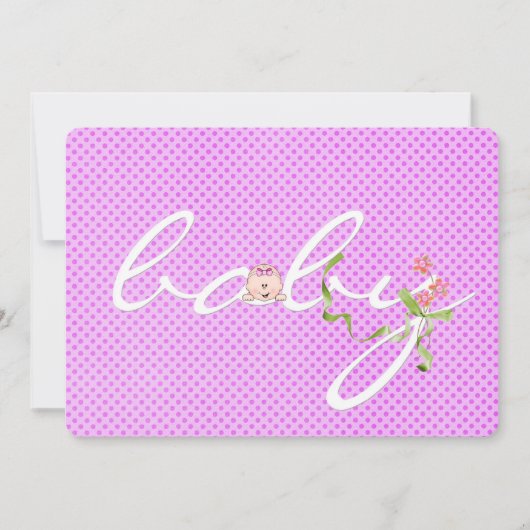Baby shower Roze poladot Kaart (Voorkant)