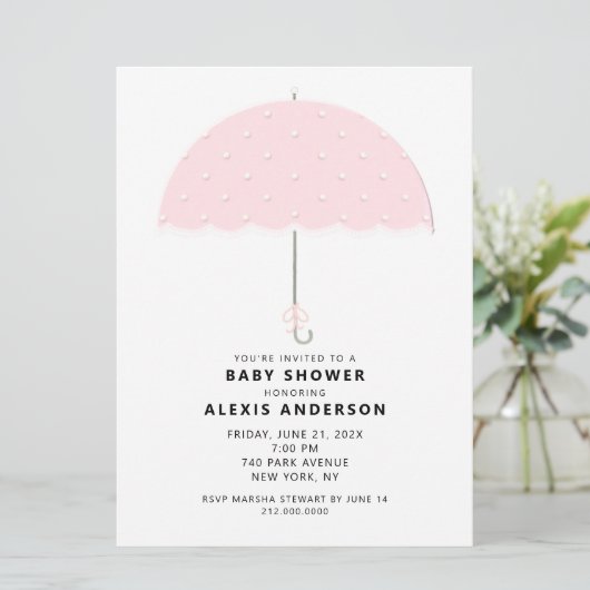 Baby shower Roze poladot Kaart (Staand voorkant)