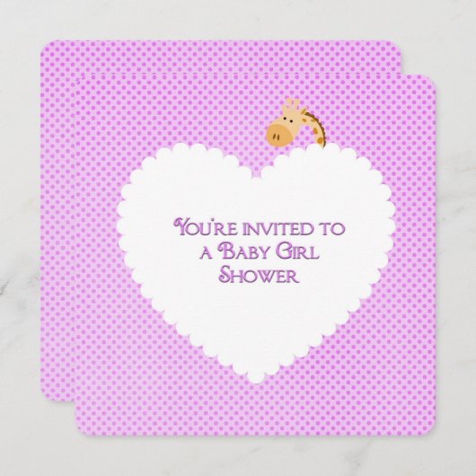 Baby shower Roze poladot Kaart (Voorkant / Achterkant)