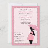 baby shower Roze Polka Dot Umbrella Uitnodiging (Voorkant)