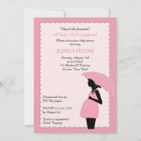 baby shower Roze Polka Dot Umbrella Uitnodiging