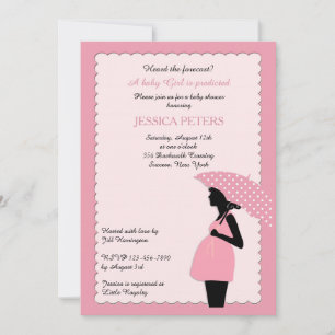 baby shower Roze Polka Dot Umbrella Uitnodiging