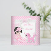  Baby shower roze pot Kitten 3CC Kaart (Staand voorkant)