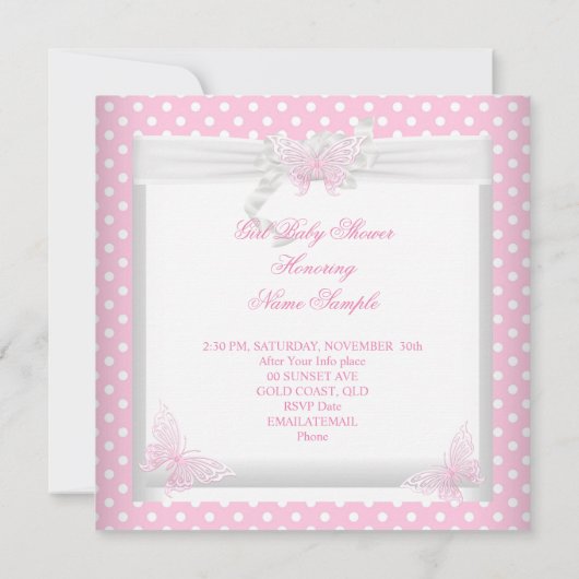 Baby shower roze pot Kitten 3CC Kaart (Achterkant)