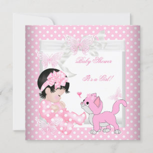  Baby shower roze pot Kitten 3CC Kaart
