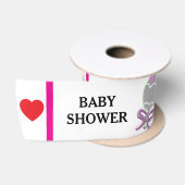 Baby Shower Roze Ratels  Satijnen Lint (Spoel)