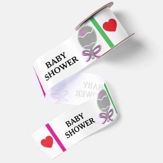 Baby Shower Roze Ratels  Satijnen Lint (Achterkant)