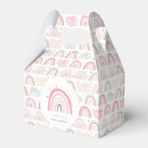 Baby shower roze regenboog en wolken bedankdoosjes