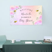 Baby shower roze regenbooggrafie moeder om te word spandoek (Beurs)