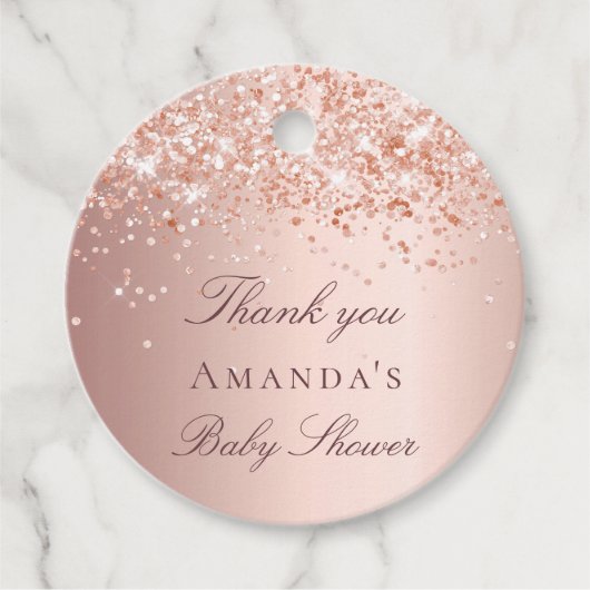 Baby Shower roze rood goud bedankt Bedankjes Labels (Voorkant)