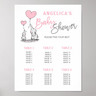 BABY SHOWER Roze rooster voor meisjes Poster
