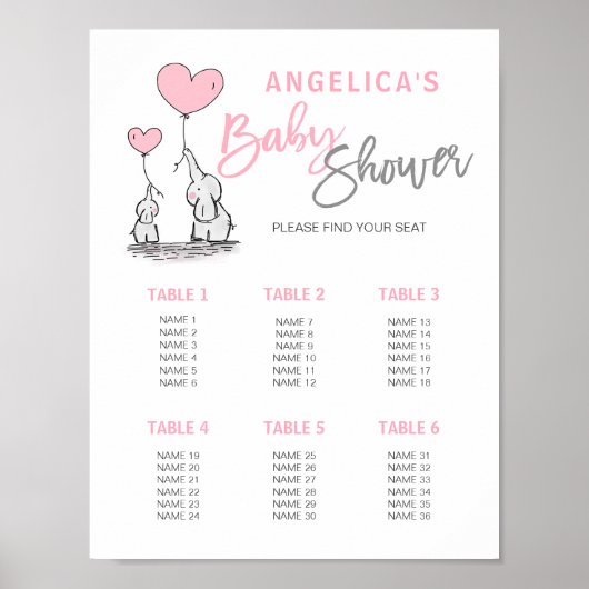 BABY SHOWER Roze rooster voor meisjes Poster (Voorkant)