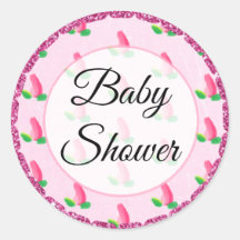 Baby shower Roze Rosebud Stickers