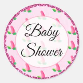 Baby shower Roze Rosebud Stickers